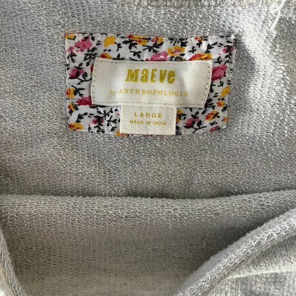 Maeve Anthropologie Ligonier Terry Sweatshirt Distressed Gray Beige Size L - Picture 4 of 7